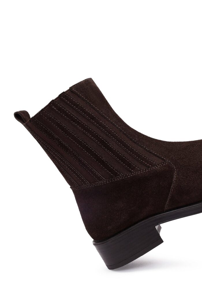 Çizme Chelsea prej lëkure suede për femra, kafe - Image 11