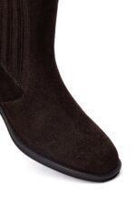 Çizme Chelsea prej lëkure suede për femra, kafe - Image 12