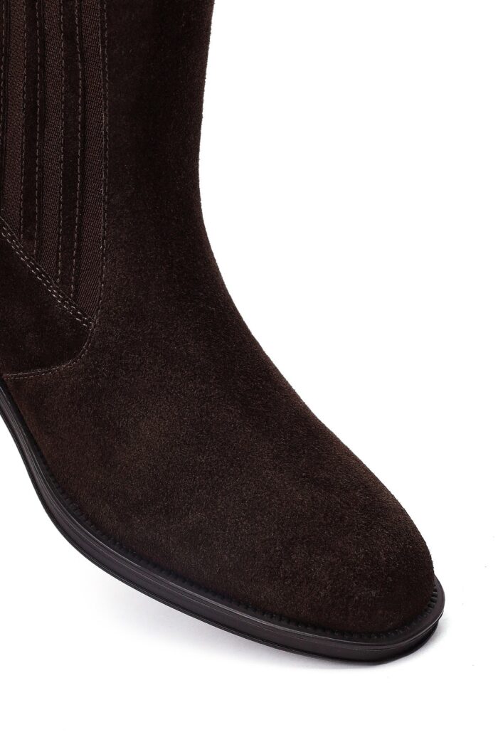 Çizme Chelsea prej lëkure suede për femra, kafe - Image 12