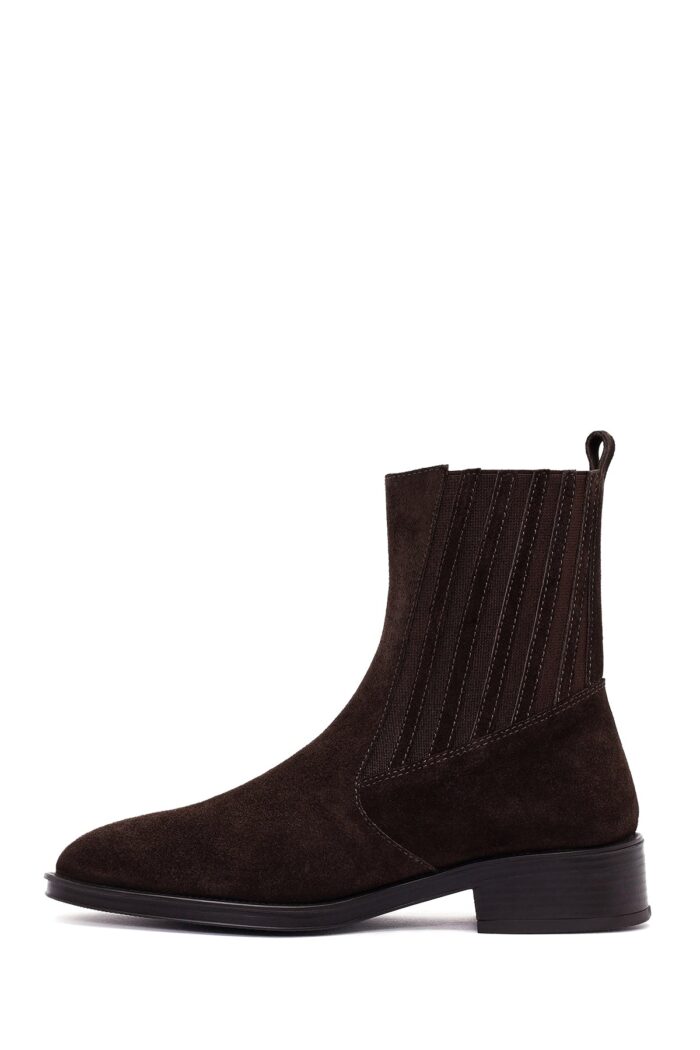 Çizme Chelsea prej lëkure suede për femra, kafe - Image 2