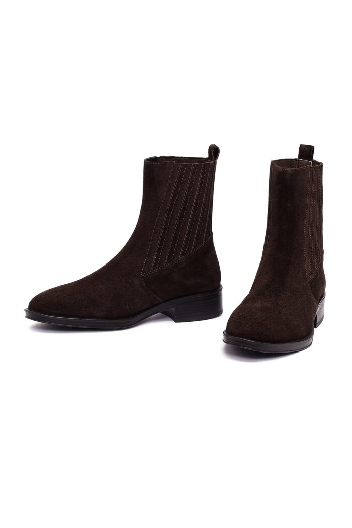 Çizme Chelsea prej lëkure suede për femra, kafe - Image 3