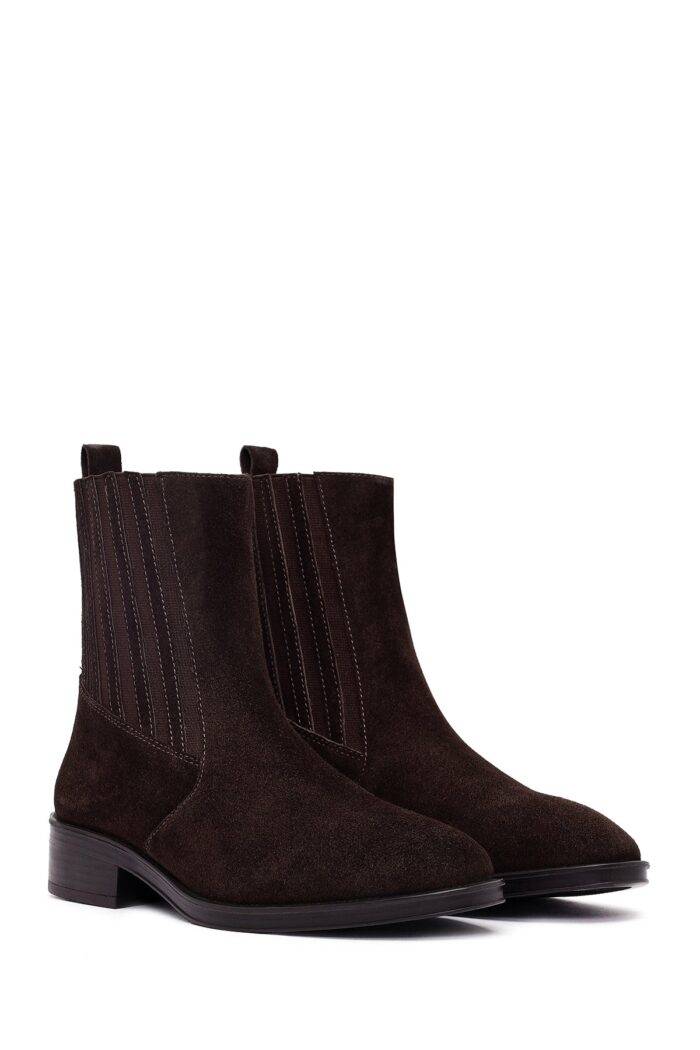 Çizme Chelsea prej lëkure suede për femra, kafe - Image 4