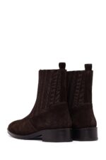 Çizme Chelsea prej lëkure suede për femra, kafe - Image 6