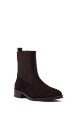 Çizme Chelsea prej lëkure suede për femra, kafe - Image 7