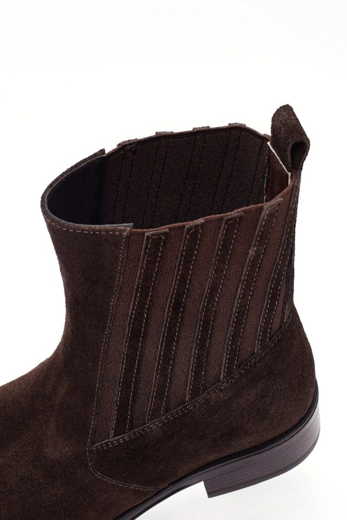 Çizme Chelsea prej lëkure suede për femra, kafe - Image 9