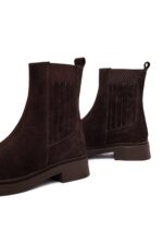 Çizme Chelsea prej lëkure suede për femra, kafe - Image 10