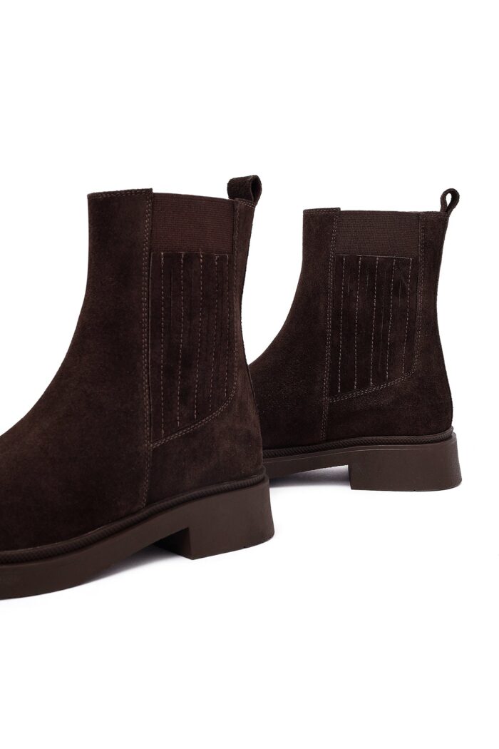 Çizme Chelsea prej lëkure suede për femra, kafe - Image 10