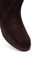 Çizme Chelsea prej lëkure suede për femra, kafe - Image 12