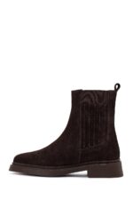 Çizme Chelsea prej lëkure suede për femra, kafe - Image 2