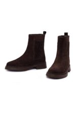 Çizme Chelsea prej lëkure suede për femra, kafe - Image 3