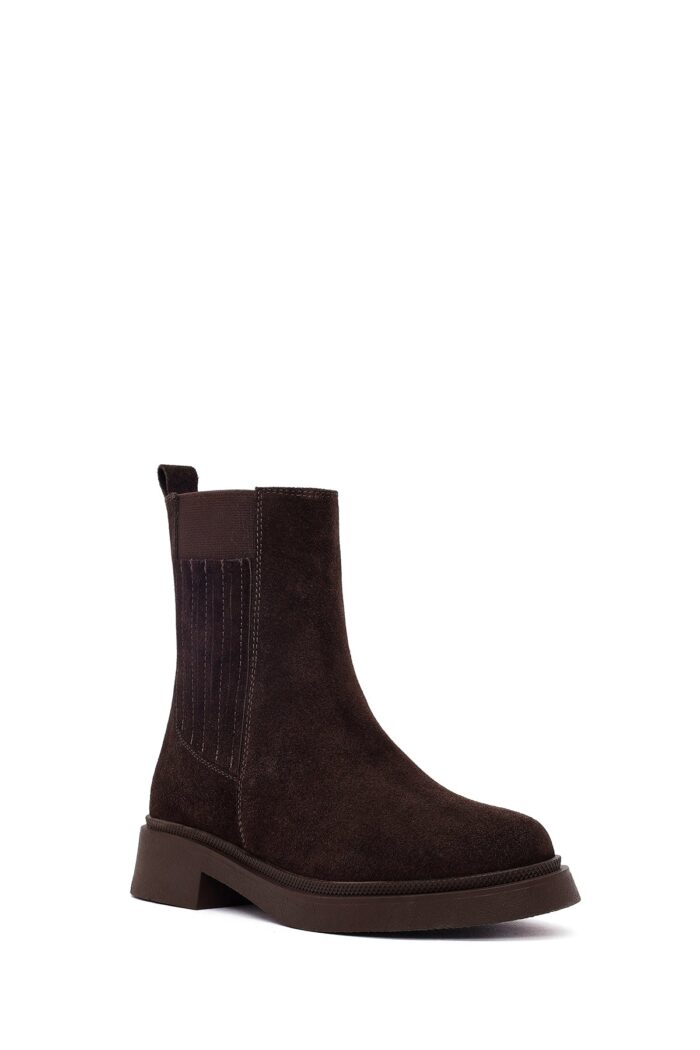 Çizme Chelsea prej lëkure suede për femra, kafe - Image 7