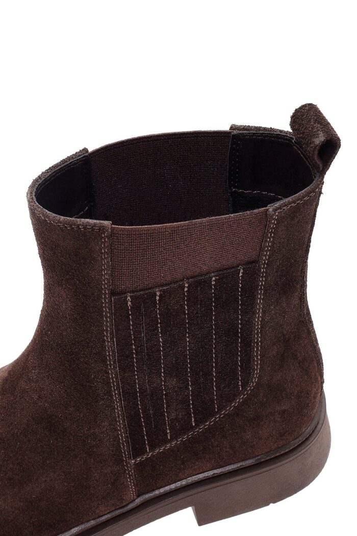 Çizme Chelsea prej lëkure suede për femra, kafe - Image 9