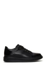 Sneaker Lëkure e Zezë me Lidhëse për Burra