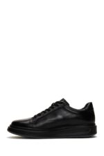 Sneaker Lëkure e Zezë me Lidhëse për Burra - Image 2