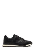 Sneaker Lëkure e Zezë me Lidhëse Casual për Burra