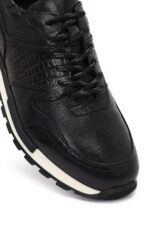 Sneaker Lëkure e Zezë me Lidhëse Casual për Burra - Image 10