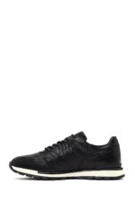 Sneaker Lëkure e Zezë me Lidhëse Casual për Burra - Image 2