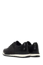 Sneaker Lëkure e Zezë me Lidhëse Casual për Burra - Image 5