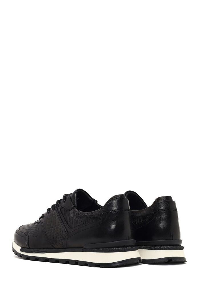 Sneaker Lëkure e Zezë me Lidhëse Casual për Burra - Image 5