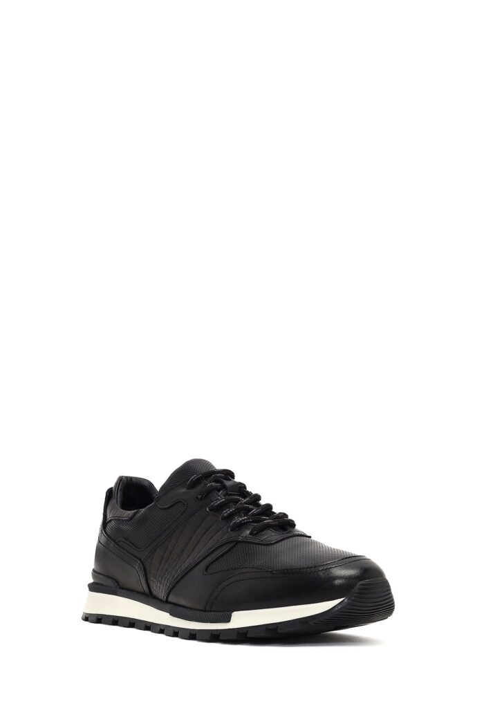 Sneaker Lëkure e Zezë me Lidhëse Casual për Burra - Image 6
