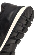 Sneaker Lëkure e Zezë me Lidhëse Casual për Burra - Image 8