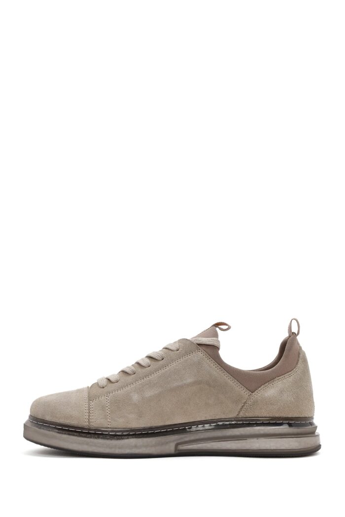 Sneaker Lëkure Bezhë me Lidhëse për Burra - Image 2