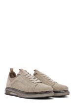 Sneaker Lëkure Bezhë me Lidhëse për Burra - Image 3