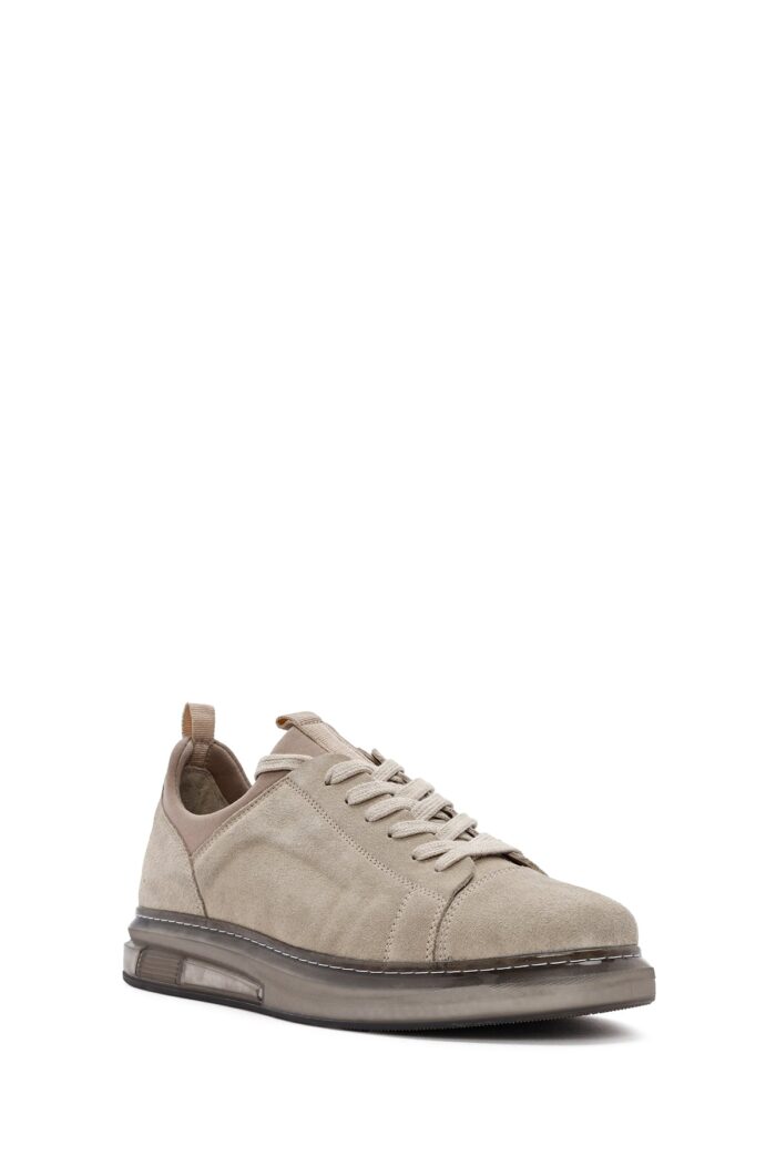 Sneaker Lëkure Bezhë me Lidhëse për Burra - Image 6