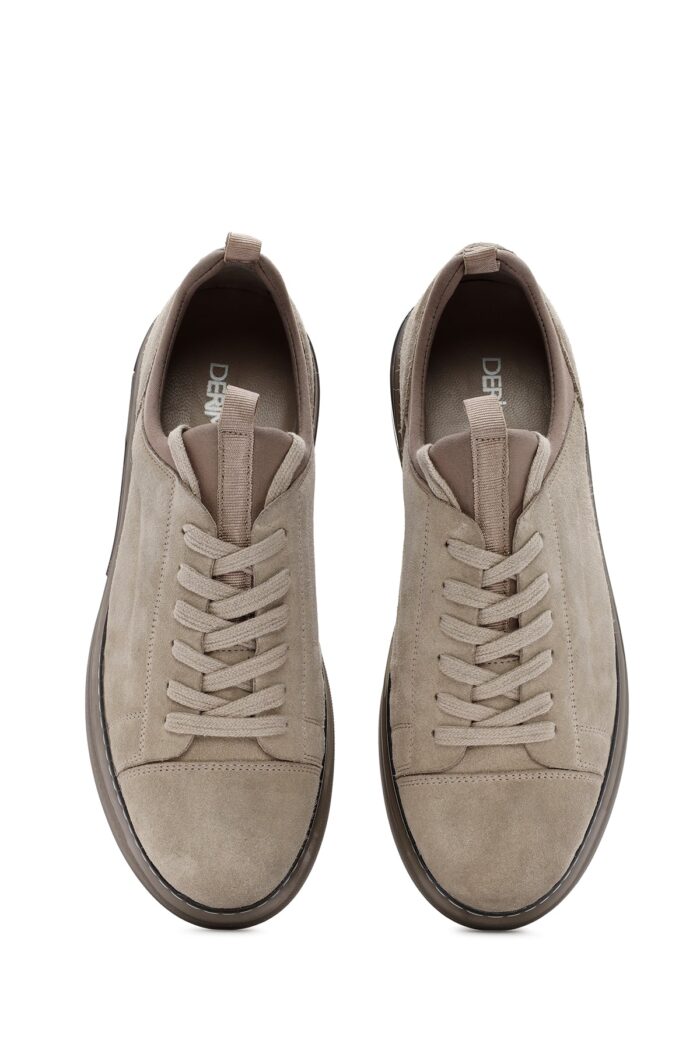 Sneaker Lëkure Bezhë me Lidhëse për Burra - Image 7