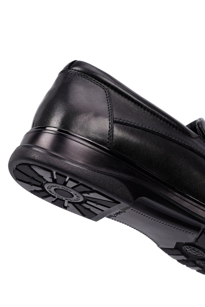Këpucë loafer casual prej lëkure për meshkuj, e zezë - Image 9