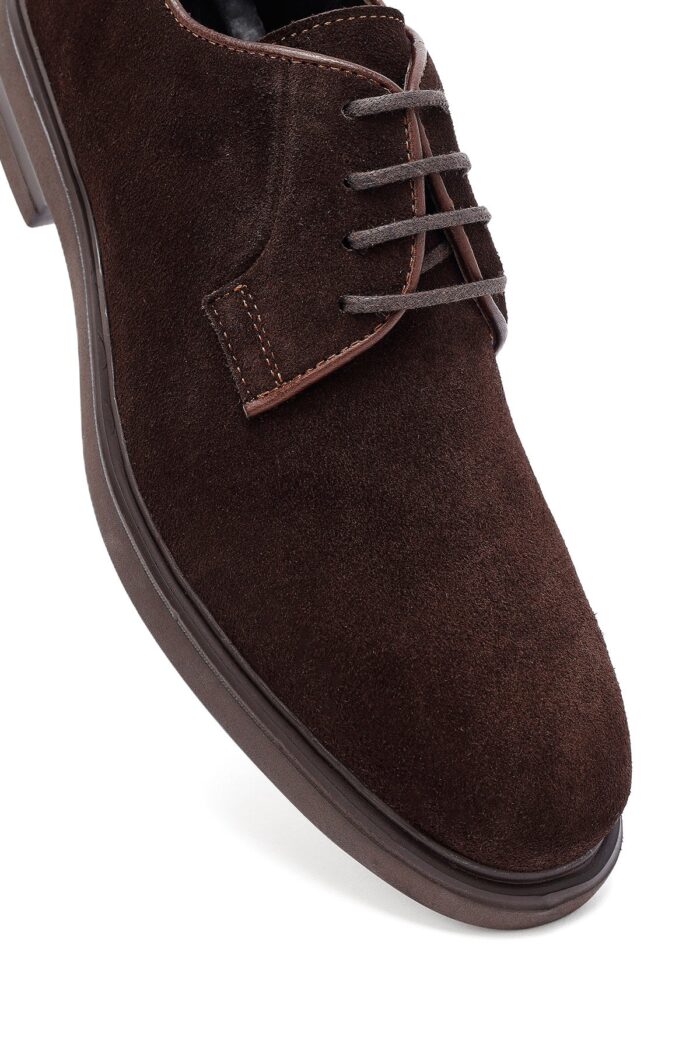 Këpucë casual prej lëkure suede për meshkuj, kafe, me lidhëse - Image 10