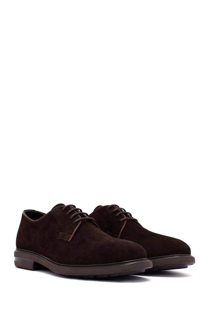 Këpucë casual prej lëkure suede për meshkuj, kafe, me lidhëse - Image 3
