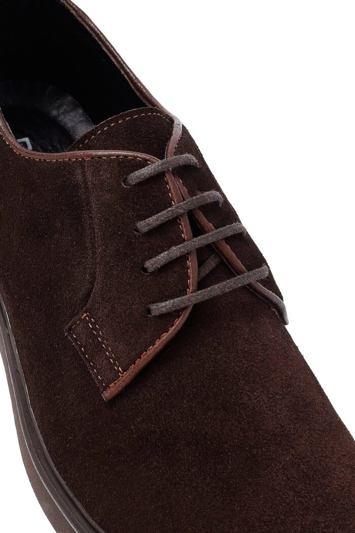 Këpucë casual prej lëkure suede për meshkuj, kafe, me lidhëse - Image 9