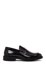 Këpucë loafer casual prej lëkure për meshkuj, e zezë