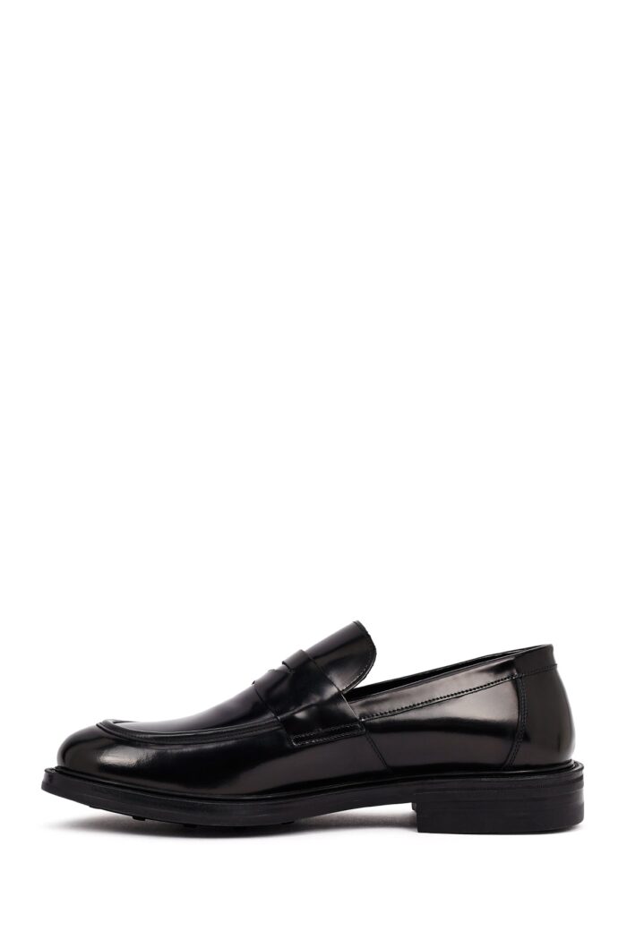 Këpucë loafer casual prej lëkure për meshkuj, e zezë - Image 2