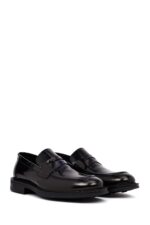 Këpucë loafer casual prej lëkure për meshkuj, e zezë - Image 3