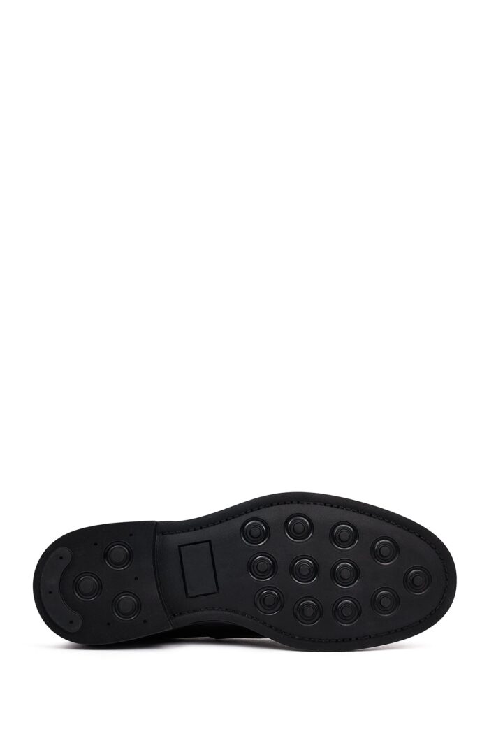 Këpucë loafer casual prej lëkure për meshkuj, e zezë - Image 4