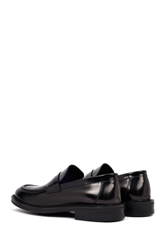 Këpucë loafer casual prej lëkure për meshkuj, e zezë - Image 5