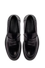 Këpucë loafer casual prej lëkure për meshkuj, e zezë - Image 7