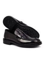 Këpucë loafer casual prej lëkure për meshkuj, e zezë - Image 9