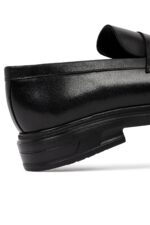 Këpucë loafer casual prej lëkure për meshkuj, e zezë - Image 10