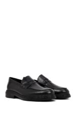 Këpucë loafer casual prej lëkure për meshkuj, e zezë - Image 3