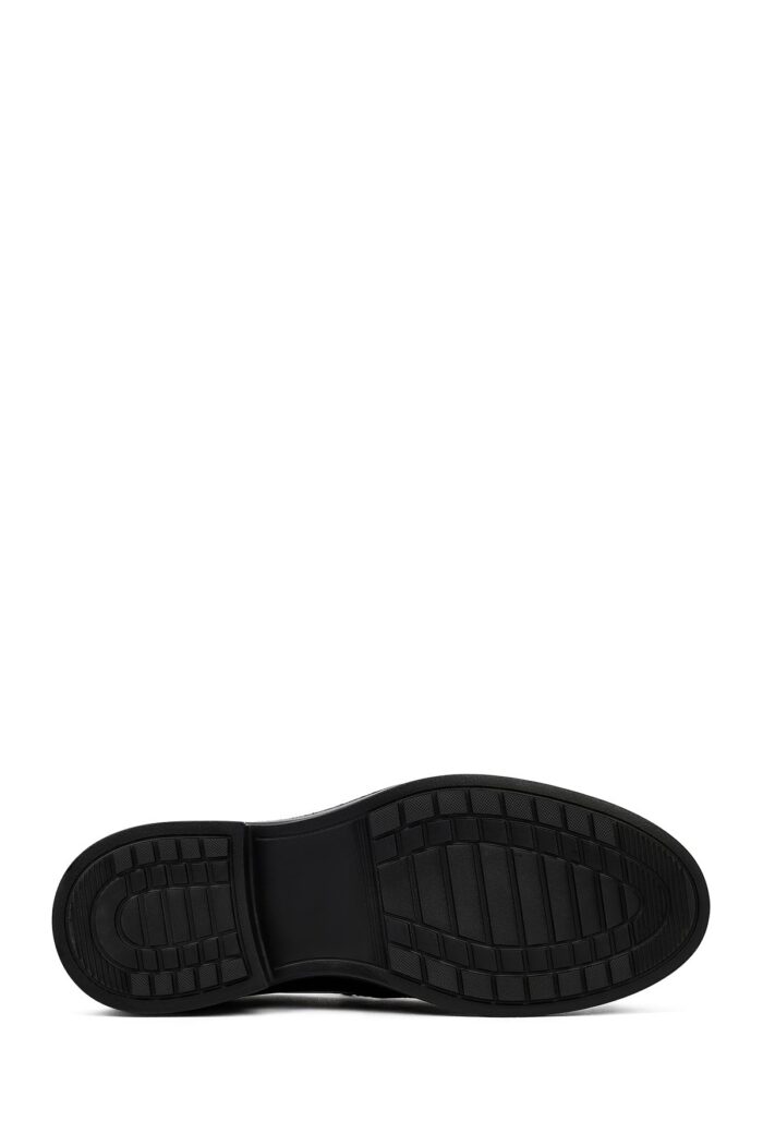 Këpucë loafer casual prej lëkure për meshkuj, e zezë - Image 4
