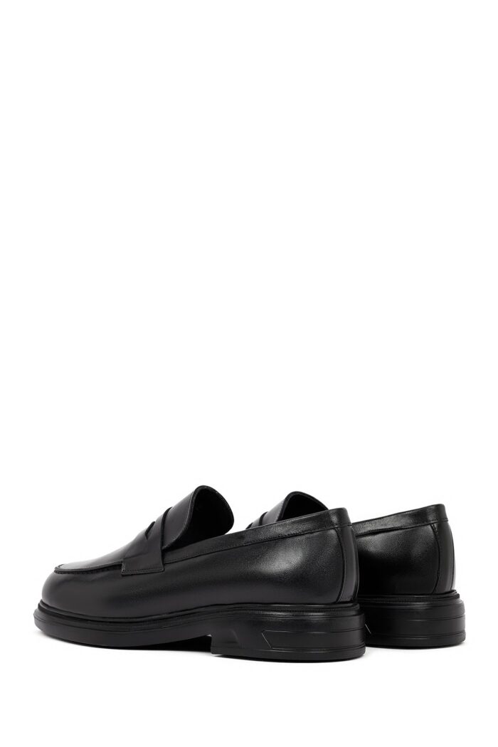 Këpucë loafer casual prej lëkure për meshkuj, e zezë - Image 5