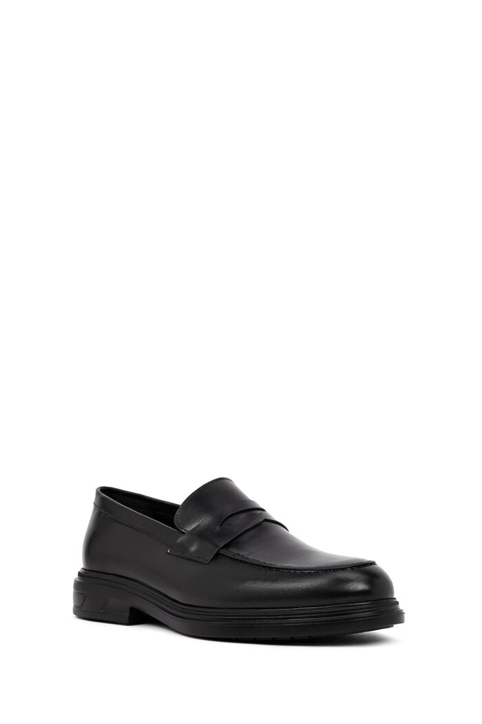 Këpucë loafer casual prej lëkure për meshkuj, e zezë - Image 6