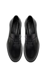 Këpucë loafer casual prej lëkure për meshkuj, e zezë - Image 7