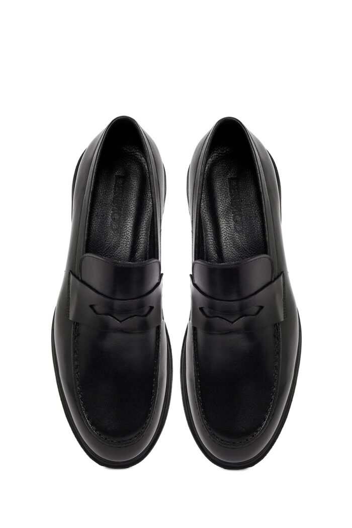 Këpucë loafer casual prej lëkure për meshkuj, e zezë - Image 7