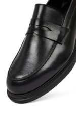 Këpucë loafer casual prej lëkure për meshkuj, e zezë - Image 8