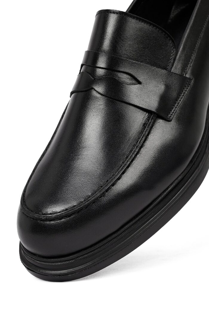 Këpucë loafer casual prej lëkure për meshkuj, e zezë - Image 8