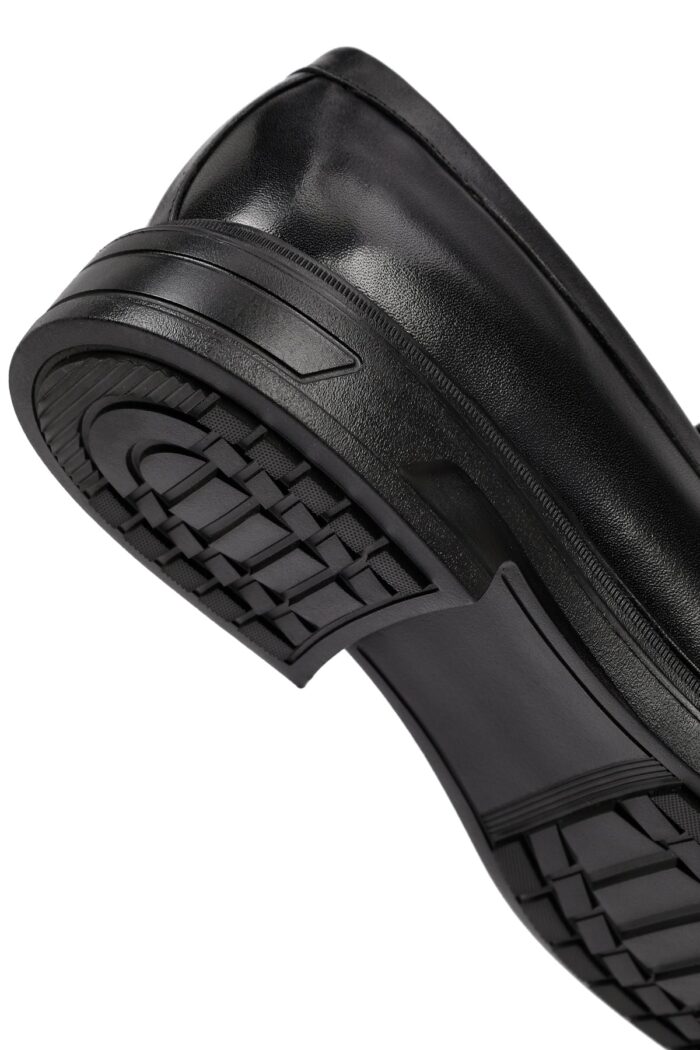 Këpucë loafer casual prej lëkure për meshkuj, e zezë - Image 9